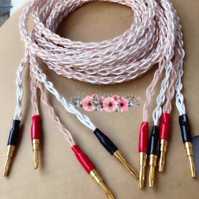 Dây loa cao cấp kết hợp Jack bắp chuối Taiwan mạ vàng 24k. Nhận Thiết kế theo yêu cầu. Báo giá 1 cặp gồm 8 Jack