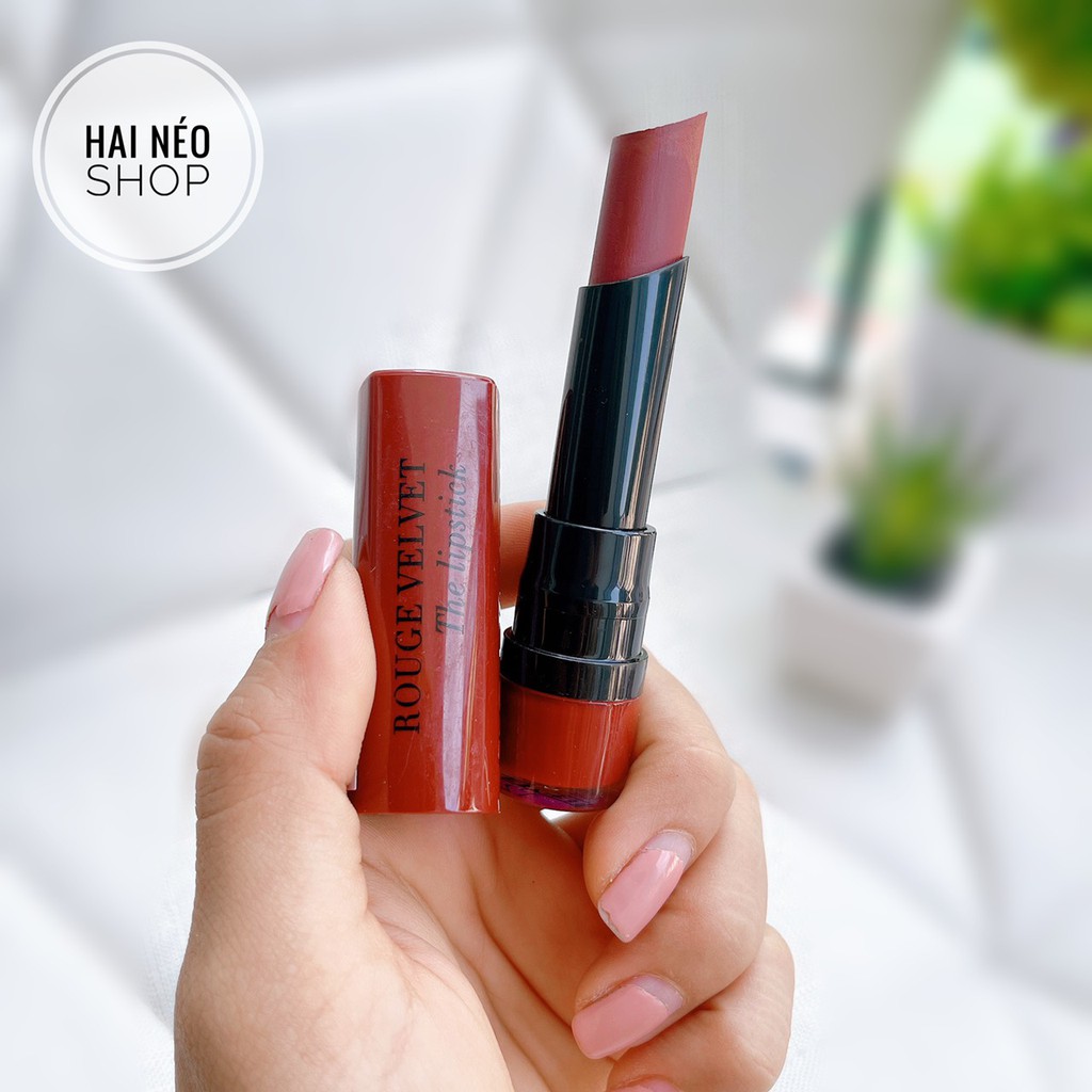 Son thỏi lì màu đỏ nâu Bourjois velvet #12
