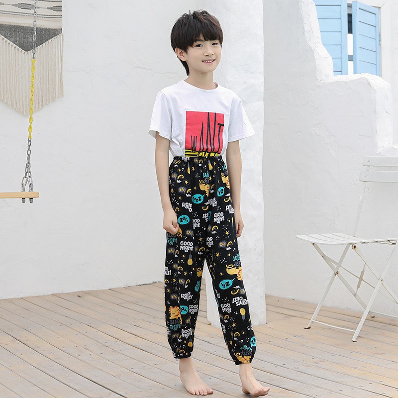 Quần Dài Thể Thao Vải Cotton Mỏng Dáng Rộng Chống Muỗi Phong Cách Hàn Quốc Cho Bé