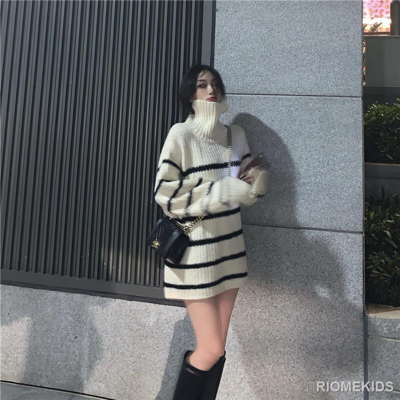 Áo sweater Tay Dài Kẻ Sọc Ngang Ấm Áp Thời Trang Cho Nữ