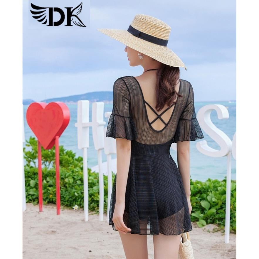 Đồ Bơi Nữ Bikini Áo Tắm Dạng Váy Đi Biển Có Tay Giấu Bụng CHo Người Béo Bụng - Hàng Quảng Châu Cao Cấp | BigBuy360 - bigbuy360.vn