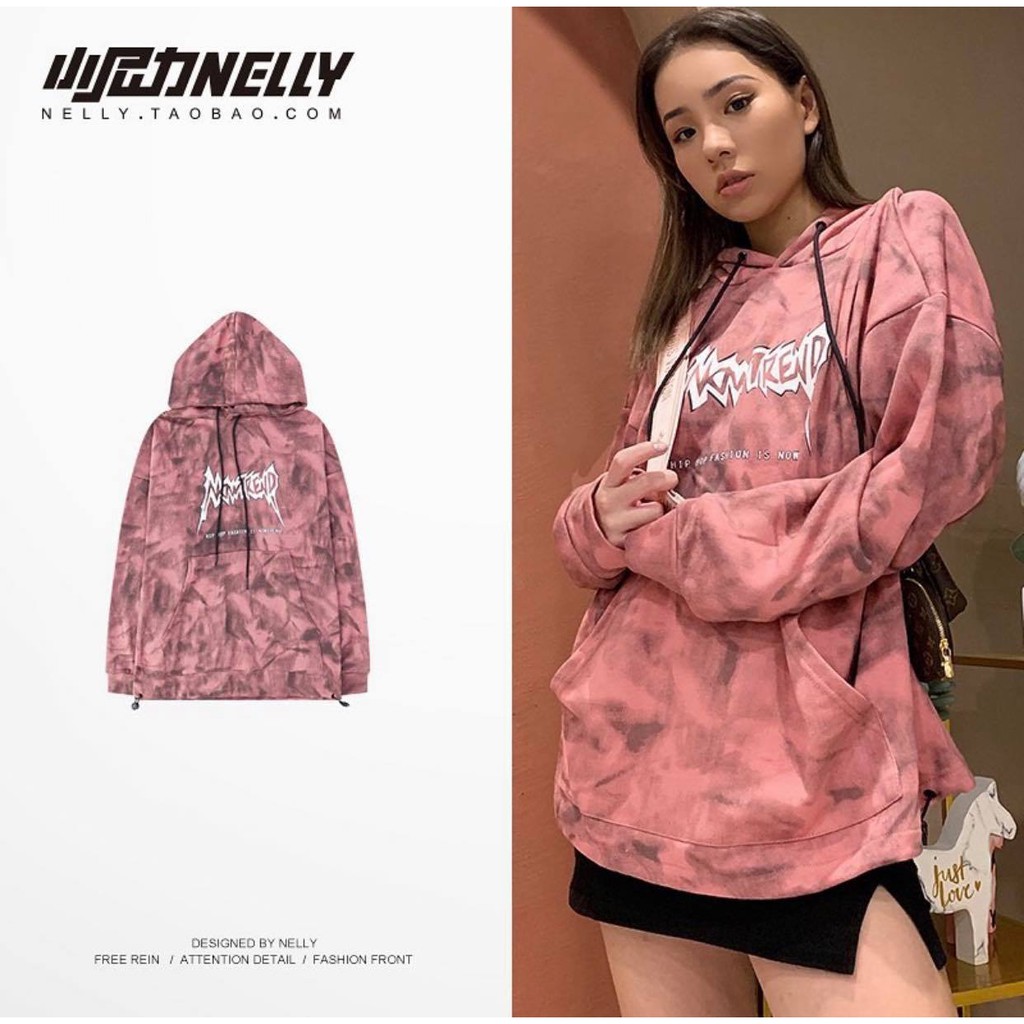 Áo Hoodie Nỉ Nữ Bông Ngoại màu loang cá tính, hoodie loang hot 2021