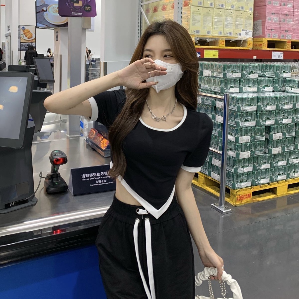 Áo Thun Ngắn Tay Phong Cách Hàn Quốc Thời Trang Mùa Hè Mới 2022 Cho Nữ