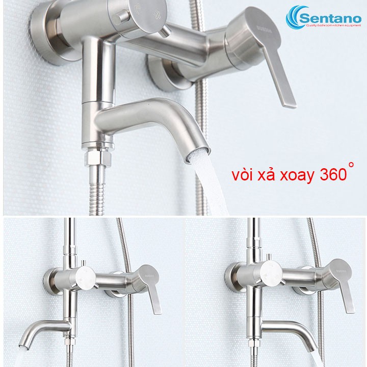 [LOẠI GÁC CÀI INOX ĐÚC] Bộ sen cây tròn nóng lạnh SENTANO STN-104 inox 304 đúc nguyên khối