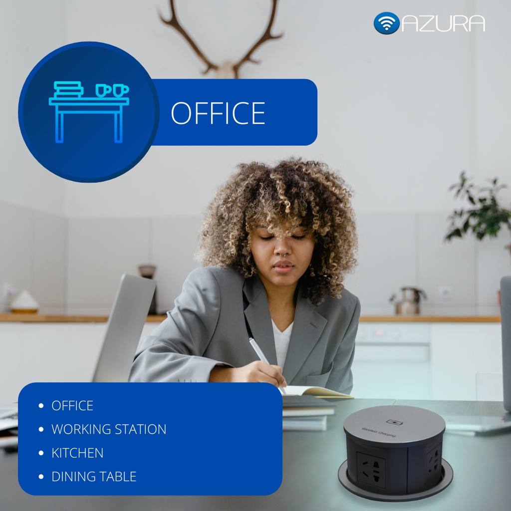 Ổ Cắm Âm Bàn Đa Năng 15W Cơ Học Dùng Cho Văn Phòng/Bếp AZURA | AUS-POP11