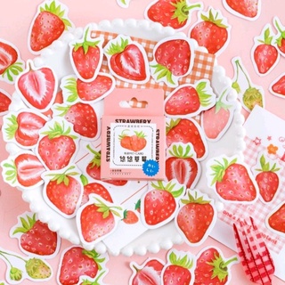 Hộp 45 sticker trái dâu 🍓🍓 Nhãn dán sổ, album ảnh, planner