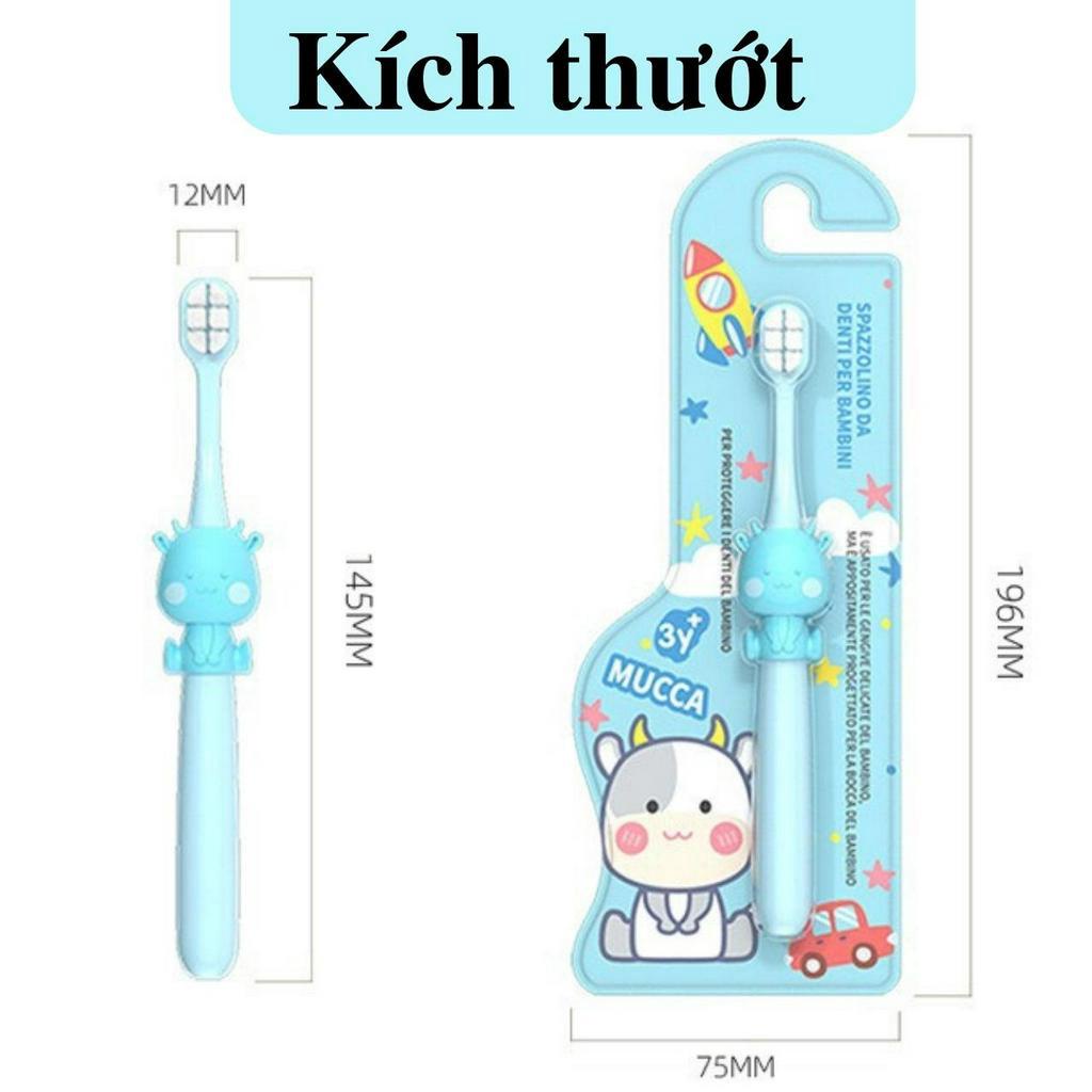 Bàn chải đánh răng cho bé từ 3 tuổi trở lên, bàn chải với hình trâu dễ thương, lông tơ mềm mại
