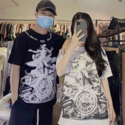 Áo thun tay lỡ chữ vòng cổ đông hô BIGOMALL - Áo phông nam nữ unisex form rộng 65kg