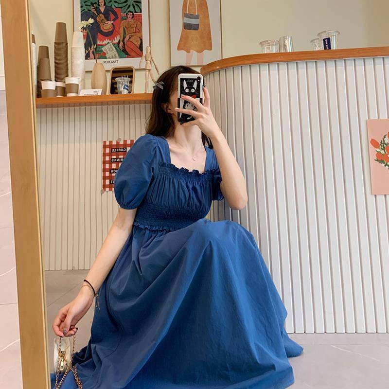 Đầm Dài Tay Phồng Cổ Vuông Thời Trang Mùa Hè Phong Cách Mới 2022