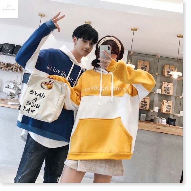 Áo Hoodie Nam Mũ Trùm Kết Hợp Dây In Họa Tiết Phối Màu Phong Cách