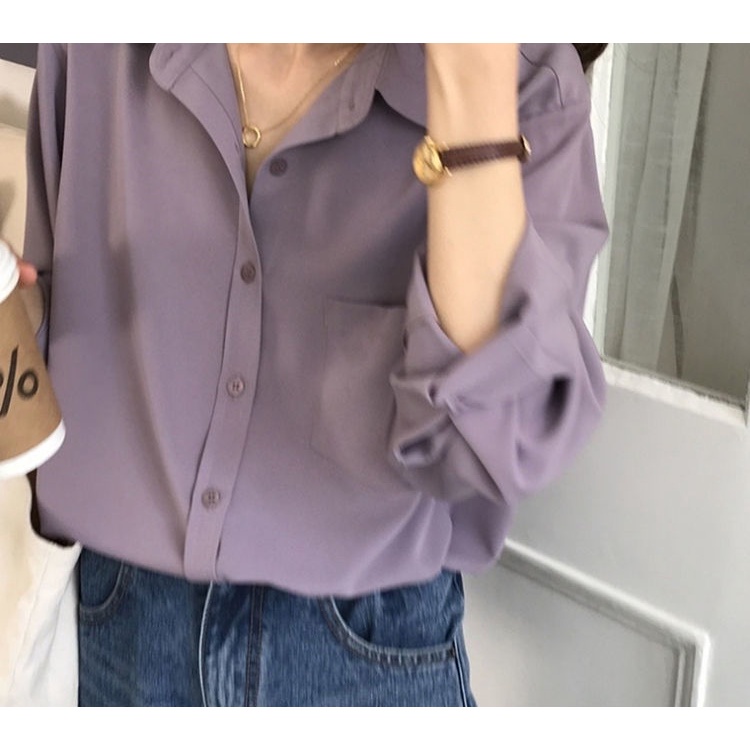 COZOK Áo Sơ Mi Chiffon Tay Dài Kiểu Dáng Đơn Giản Hợp Thời Trang