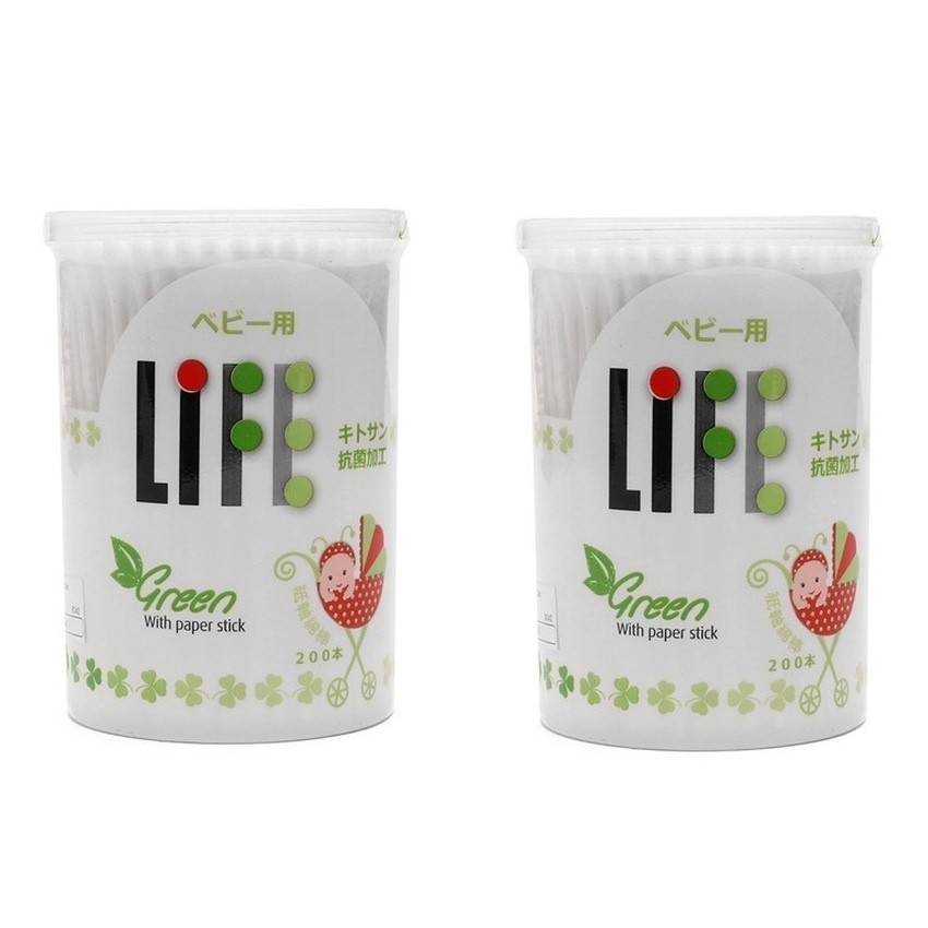 Bộ 2 tăm bông thân giấy Life 200 chiếc