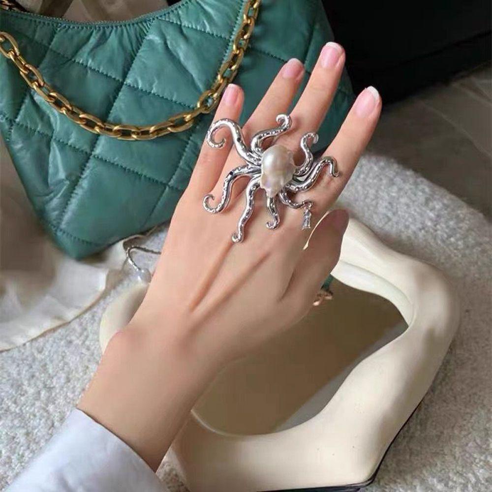 Khuyên Kẹp Vành Tai Hình Bạch Tuộc Phong Cách Baroque Cá Tính