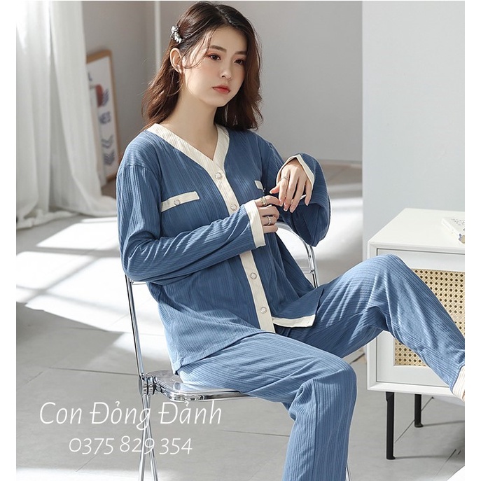 Đồ Ngủ Nữ dài tay Kimono cổ YUKATA phong cách Nhật Bản 2021 DN011 .TRƠN ảnh thật (Chất thun cotton mềm) | BigBuy360 - bigbuy360.vn