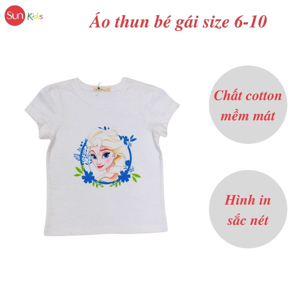 Áo thun cho bé gái, áo phông bé gái chất cotton mềm mát, size 6 - 10 tuổi - SUNKIDS