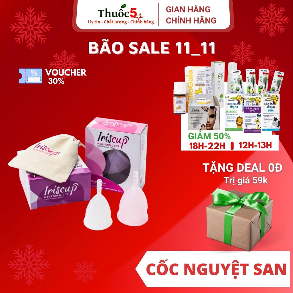 [Giá Gốc] Cốc nguyệt san Iriscup Menstrual 100% silicon