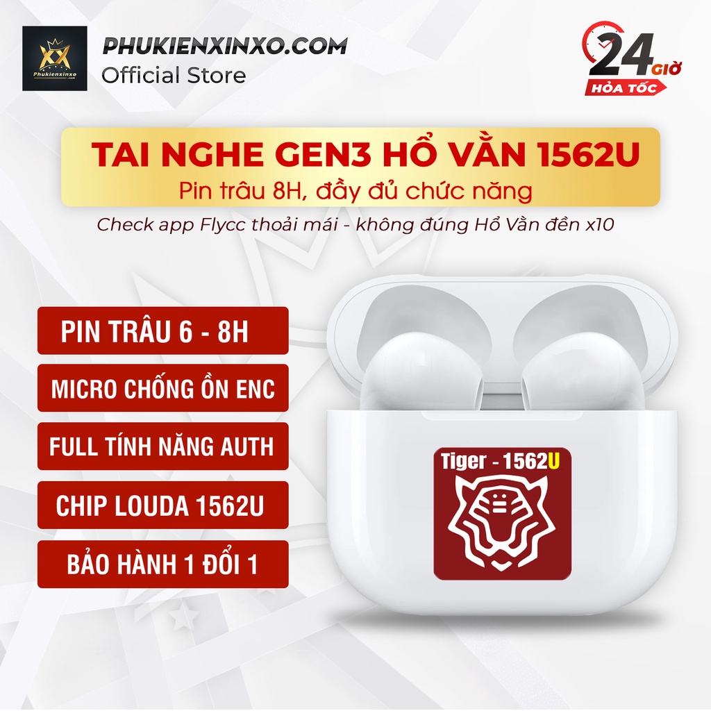 Hổ Vằn 1562U - Tai nghe Bluetooth AP Gen 3 Hổ Vằn 1562U pin 8H, full chức năng, check setting - BH 6 tháng 1 đổi 1
