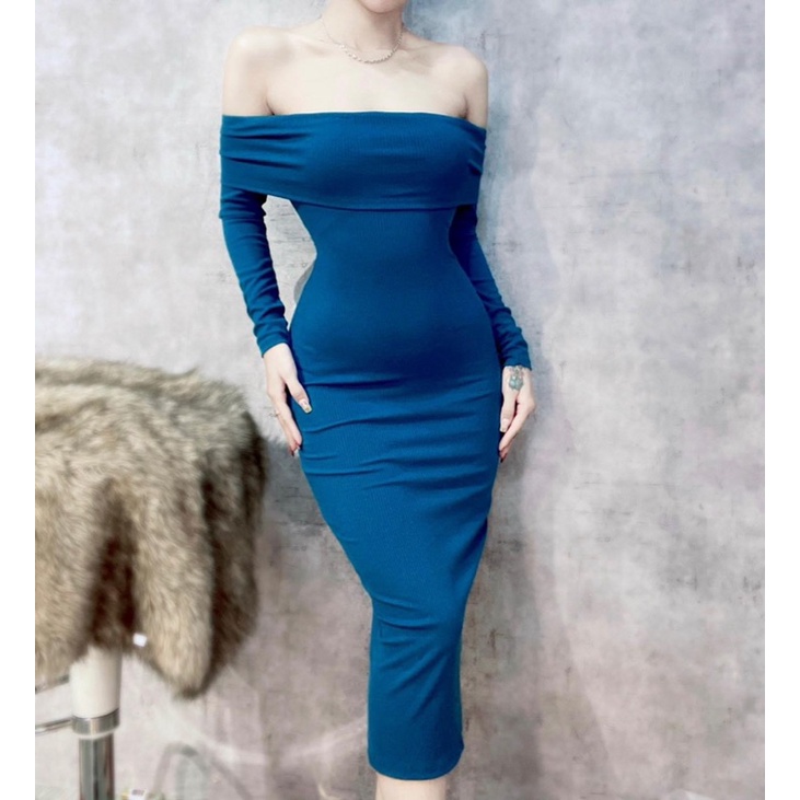 Váy body trễ vai ❤️❤️ Váy body nữ trễ vai ôm body màu đen, đỏ và xanh
