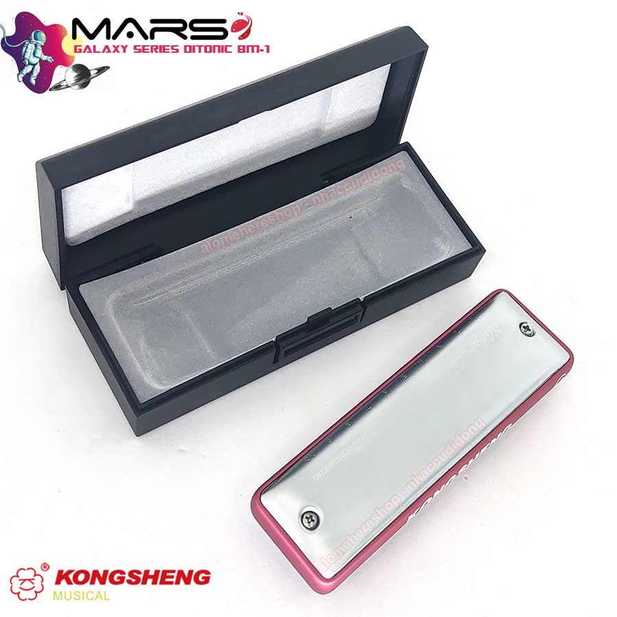 Kèn Harmonica Diatonic 10 Lỗ Cao Cấp KongSheng Mars MB-1 Đỏ Lỗ Thổi Tròn Comb CNC Key G Có Clip Thực Tế