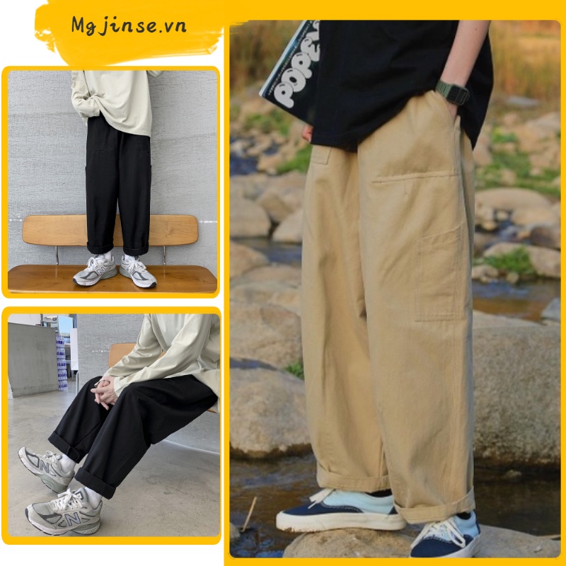 Quần Kaki Nam ốNg RộNg Nhiều Màu Sắc Tùy Chọn Phong Cách Hàn Quốc Cho Nam Trẻ TuổI Chất đũI Cao Cấp Quần TúI Hộp Nam Quần Bigsize Quần âu Nam Quần TúI Hộp Quần Kaki Nam