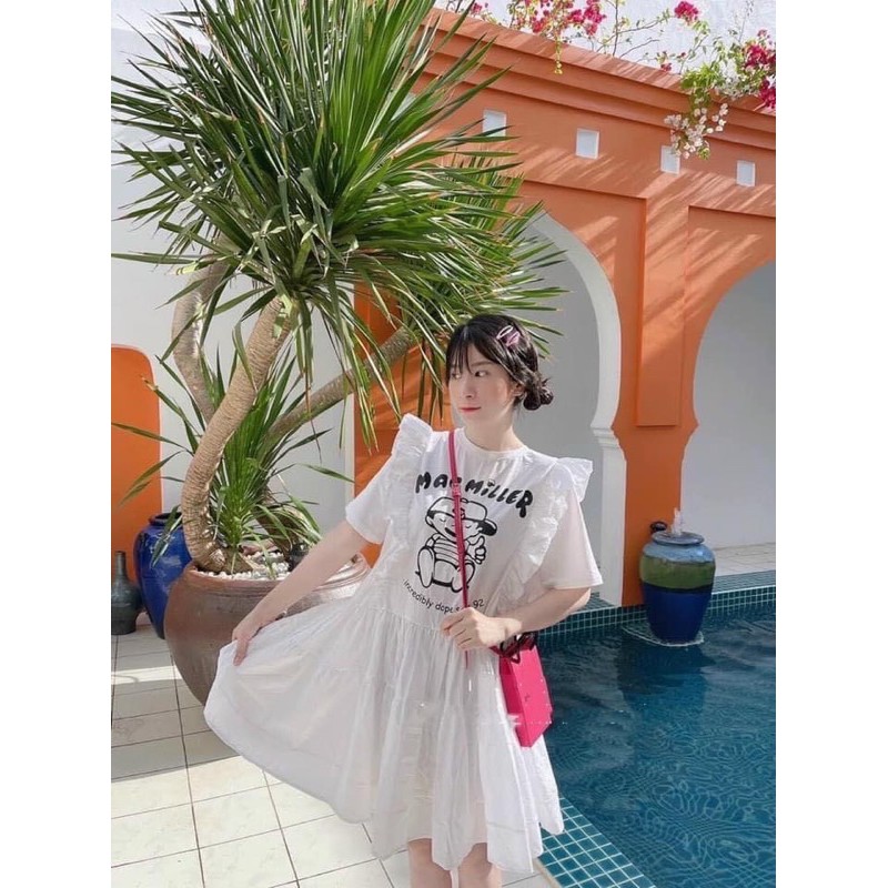 váy baby doll hoạ tiết em bé