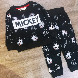 Bộ nỉ da cá Mickey màu đen