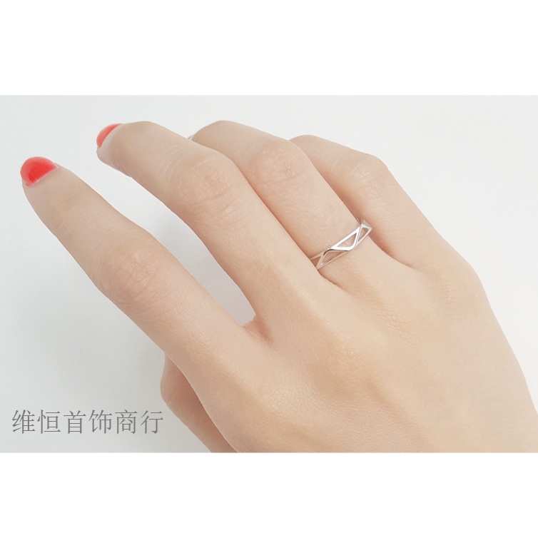 S925 Sterling Silver Diamond Ring Women's Adjustable Diamond Hollow Electroplating Anti-Fading