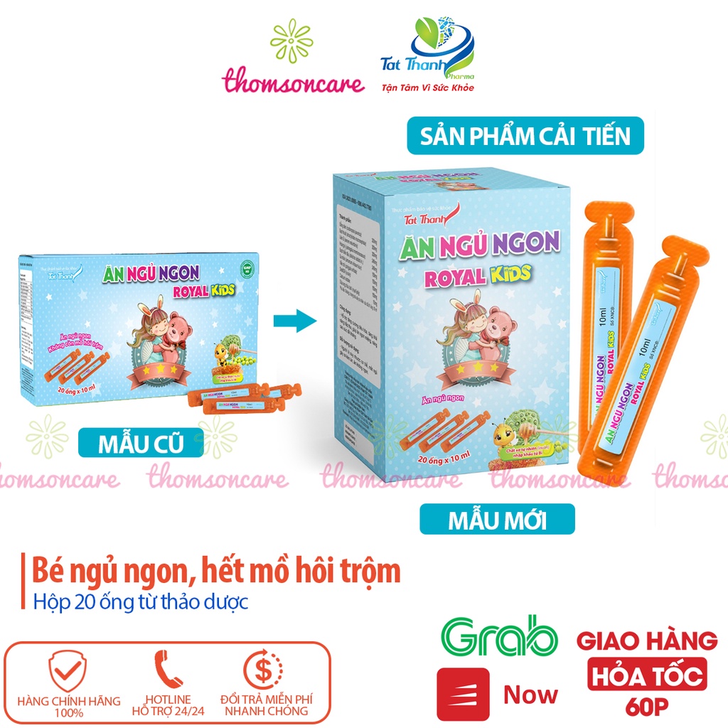 Siro ăn ngủ ngon cho bé Royal Kids giúp trẻ hết biếng ăn, giảm mồ hôi trộm từ đẳng sâm, sữa ong chua và chất xơ Inulin