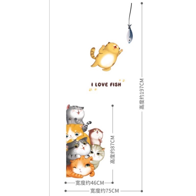 Decal dán tường - Mèo lông xù đáng yêu 03