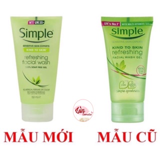 ( sẵn ) Sữa rửa mặt SIMPLE KIND TO SKIN REFRESHING FACIAL WASH GEL