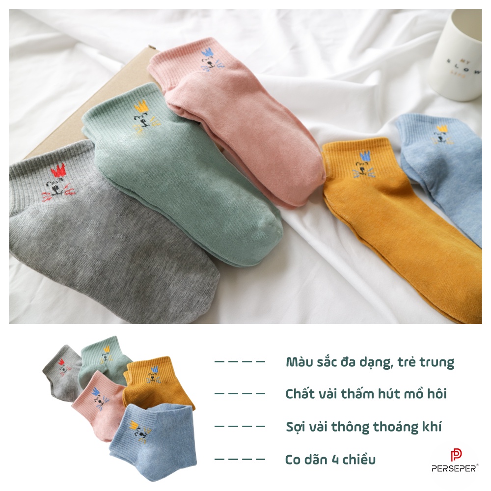 [Mã FAMARAL2 giảm 10K đơn 50K] Tất cổ ngắn nữ cute thời trang Hàn Quốc cotton chống trơn chống trượt- Cherry Shop