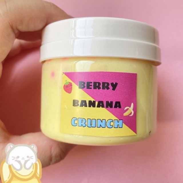 Slime Xốp/ 250 ml/ BERRY BANANA CRUNCH / Dâu và Chuối/ Label xinh/ Slime rẻ, đẹp