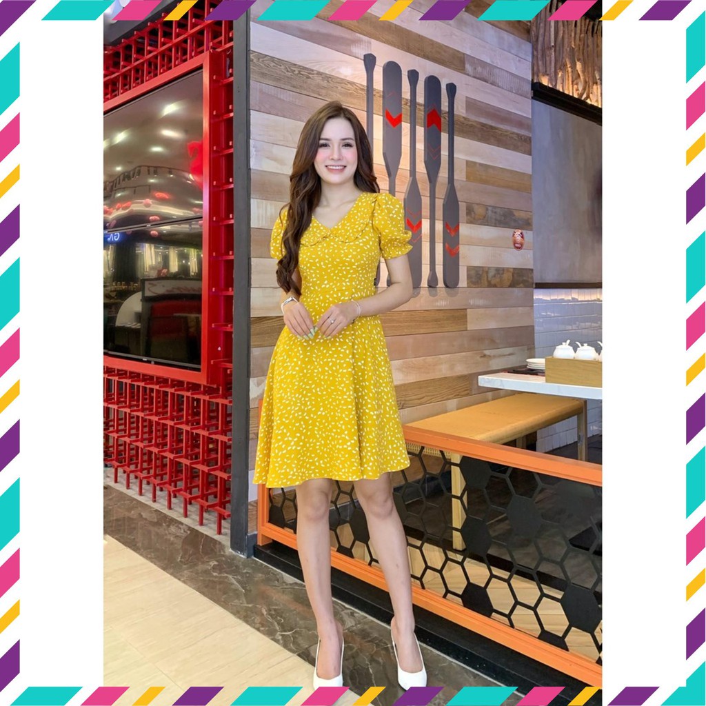 Đầm xòe chấm bi cổ sen SE FASHION -MKFDY0222 (Đẹp nhất, Giá rẻ)
