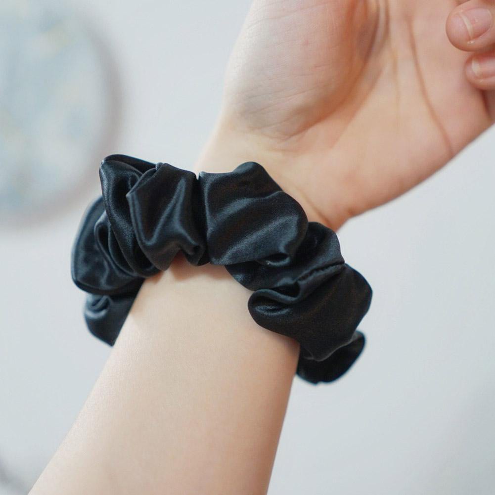 Dây buộc tóc vải satin màu trơn cỡ lớn thời trang cho nữ u2w7