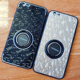 Ốp Lưng iPhone 6 / 6s Viền Dẻo Lưng Nhôm Sọc Caro Kèm iRing Xoay Cao Cấp