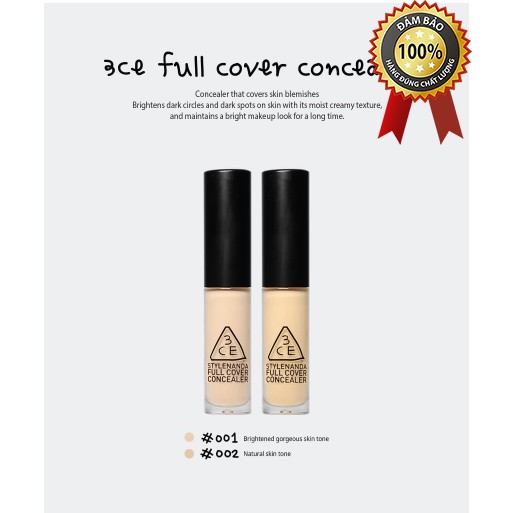 KEM CHE KHUYẾT ĐIỂM [3CE] FULL COVER CONCEALER