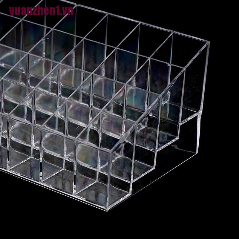 [Hàng mới về] Khay acrylic trong suốt 24 ngăn dùng để đựng son môi/ đồ trang điểm tiện lợi
