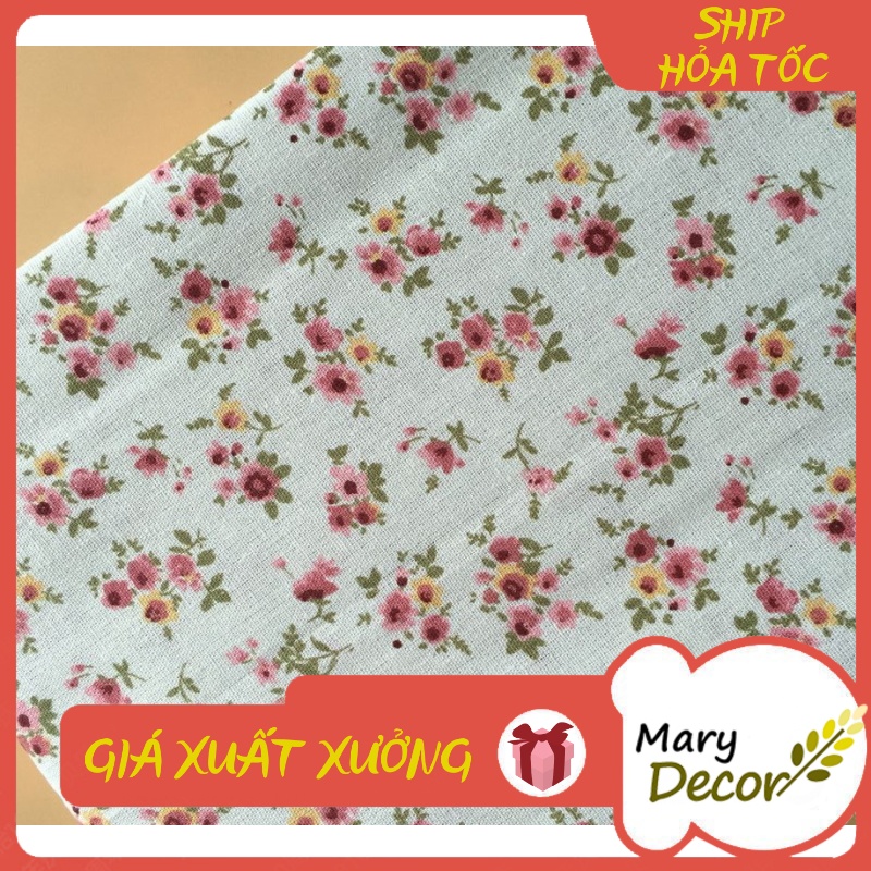 Vải linen họa tiết Hoa nhí vàng hồng nhạt V-A08