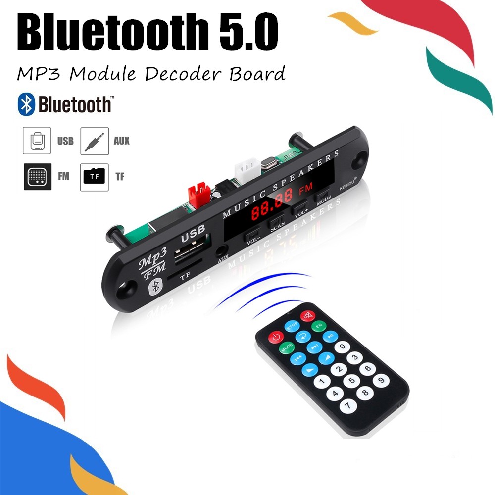 Mô đun âm thanh MP3 WMA kết nối bluetooth5.0 không dây DC 5V 12V hỗ trợ USB TF
