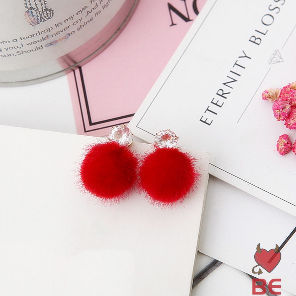 Bông tai YADORNOS hình bóng lông màu sắc trơn phong cách Hàn Quốc thời trang sang trọng cho nữ