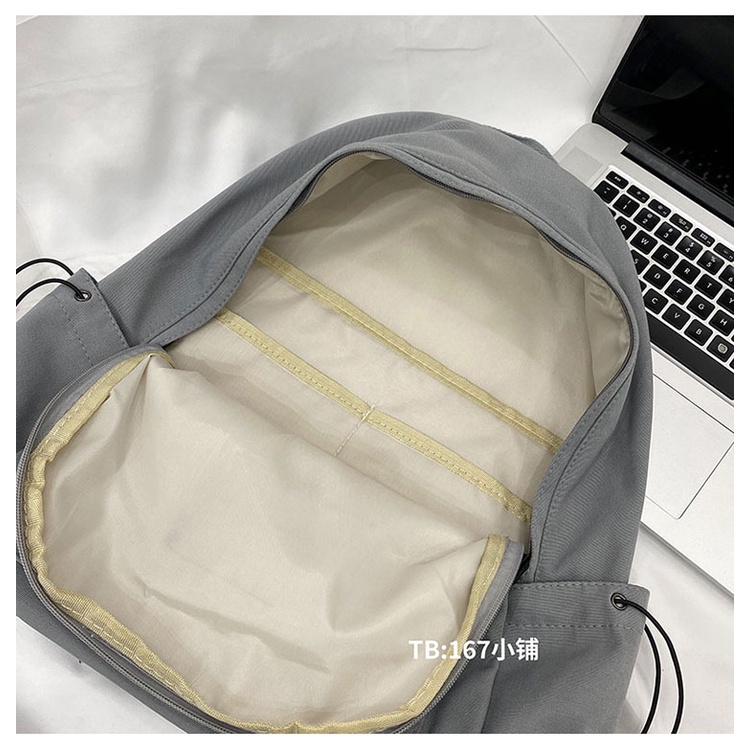 Balo nữ đi học basic, cặp sách trơn ulzzang hàn quốc thêu tem first xiu B224