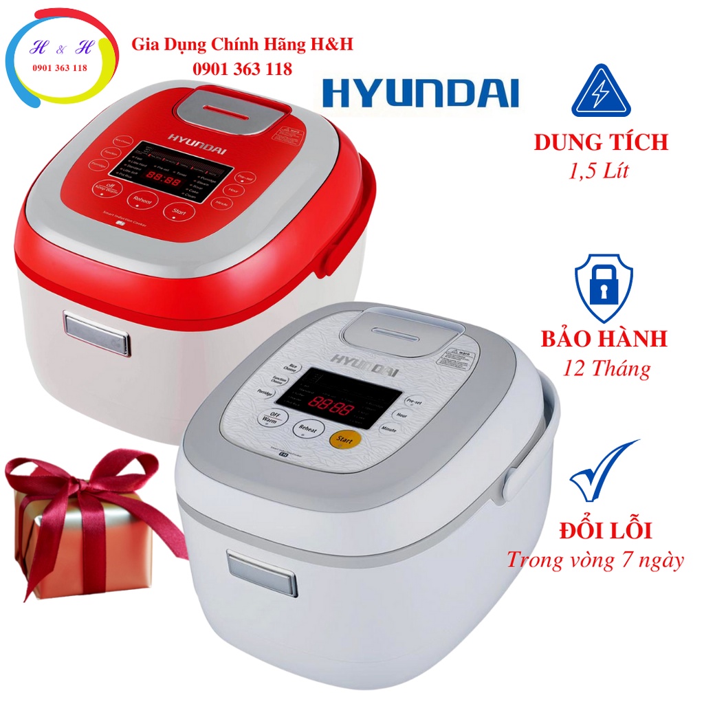 Nồi cơm điện cao tần Hyundai HDE 2202W/R, Dung tích 1,5L, Bảo hành 12 tháng