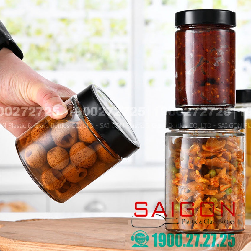 Hũ Gia Vị Trụ Tròn From Lùn Nắp Thiết Bản Dày | Tùy Chọn Dung Tích