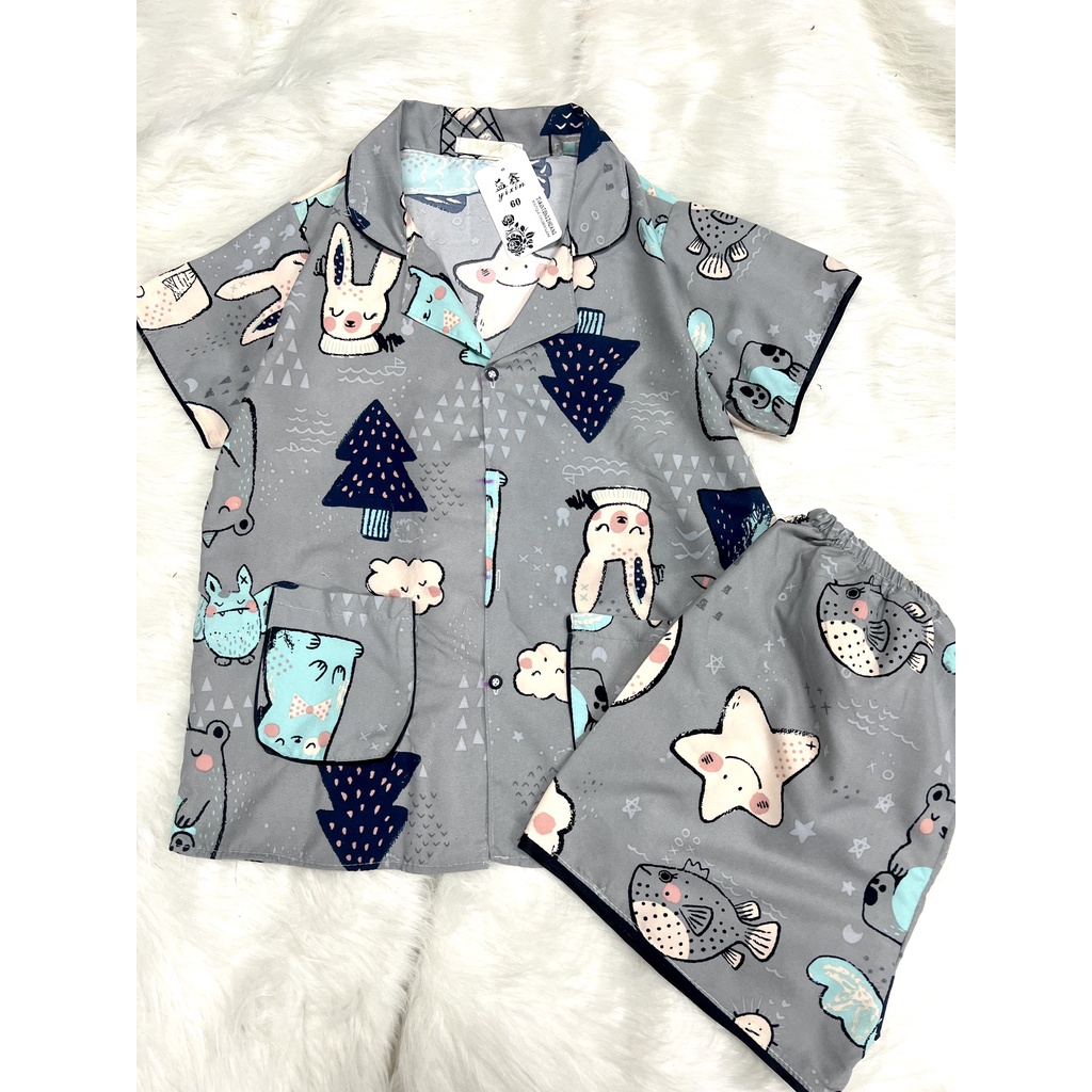 Set pijama cộc đùi túi viền nữ - Bộ đồ ngủ quần short form rộng kèm áo sơ mi cộc tay thiết kế bắt mắt Ulzzang HOT