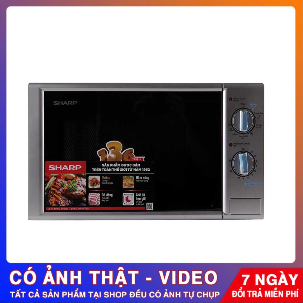 Lò Vi Sóng Sharp Có Nướng, Dung tích 20L, Công Suất Nướng 1000W – Hàng Chính Hãng – Bảo Hành 12 Tháng