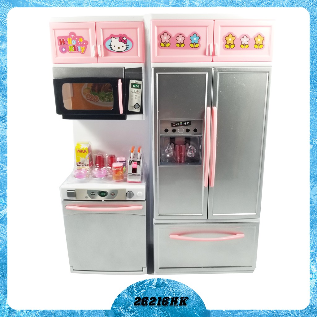 hàng hót ĐỒ CHƠI GIÁO DỤC - BỘ BẾP TỦ LẠNH 2 NGĂN INOX HELLO KITTY HBL