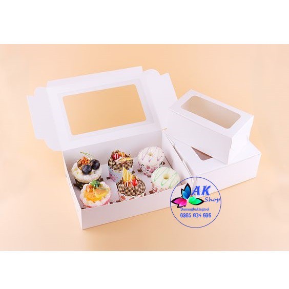 HỘP CUPCAKE GIẤY 6 BÁNH (TRẮNG)