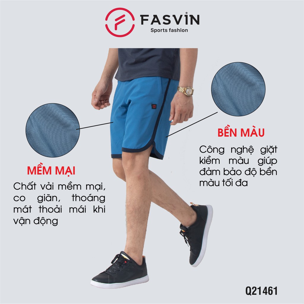 Quần đùi nam Fasvin Q21461.HN vải dù gió trơn mát co giãn phù hợp thể thao hay mặc nhà