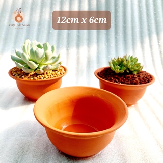 Chậu đất nung, Chậu sen đá - Miệng bèo 126, miệng chậu 12cm, chiều cao 6cm