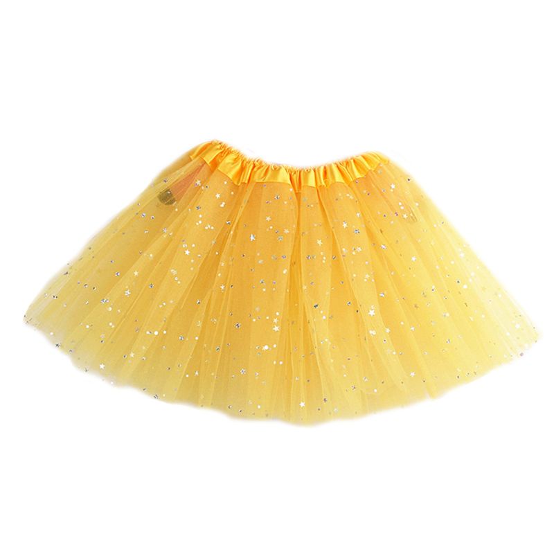 Chân váy tutu ba mảnh màu trơn đính sequin hình ngôi sao mini viền satin 12 màu 3-8T cho bé gái | BigBuy360 - bigbuy360.vn
